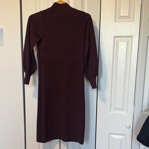 Banana Republic Burgundy XSP Long Sleeve Knit Midi Dress